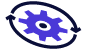 Un icono de engranaje azul sobre un fondo verde.