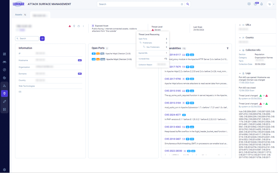 External attack surface management exposed server