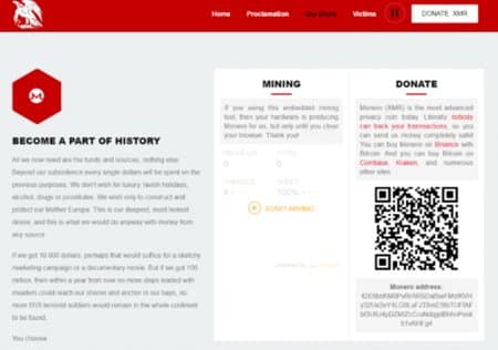 Ad calling for crypto donations