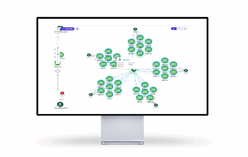 Illicit money transfers link analysis diagram